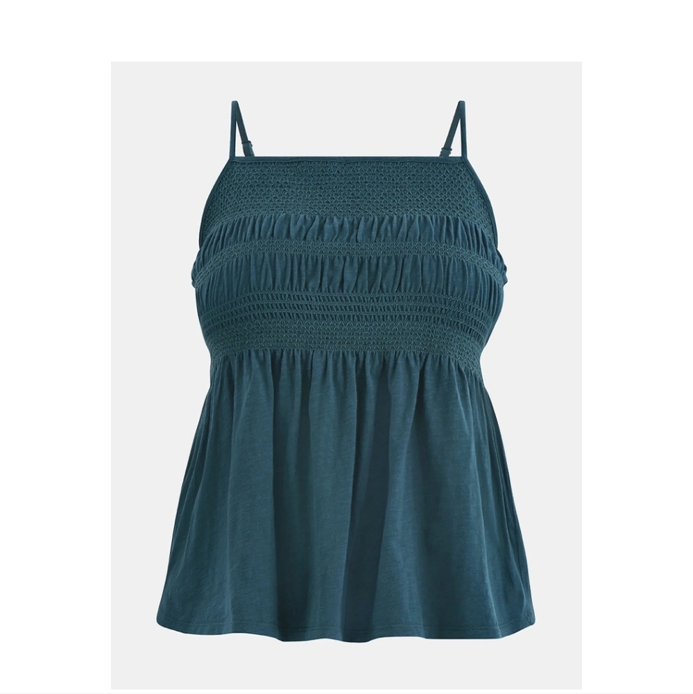 Terra & Sky 1X Smocked Teal Tank Top New